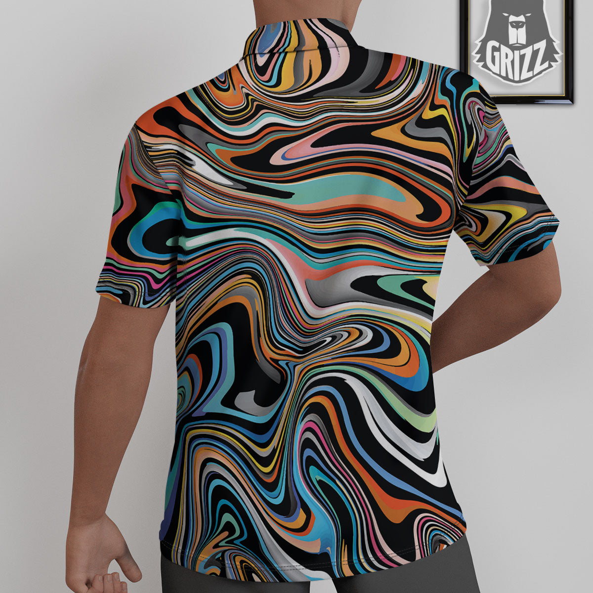 Wavy Psychedelic Print Pattern Untucked Shirts-grizzshop