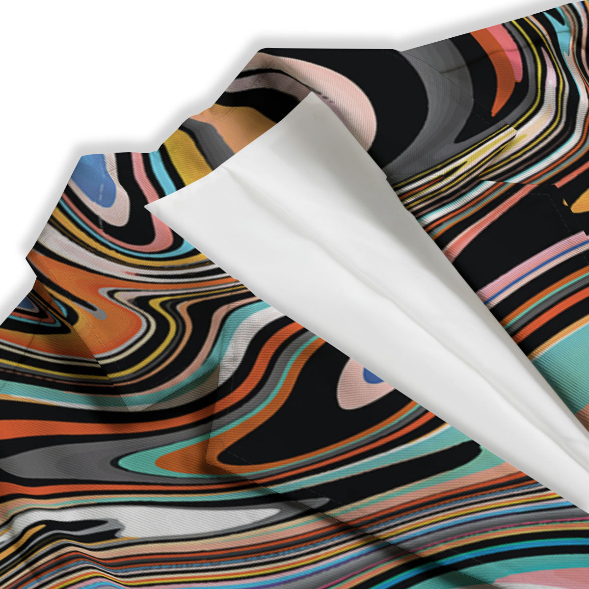 Wavy Psychedelic Print Pattern Women's Blazer-grizzshop