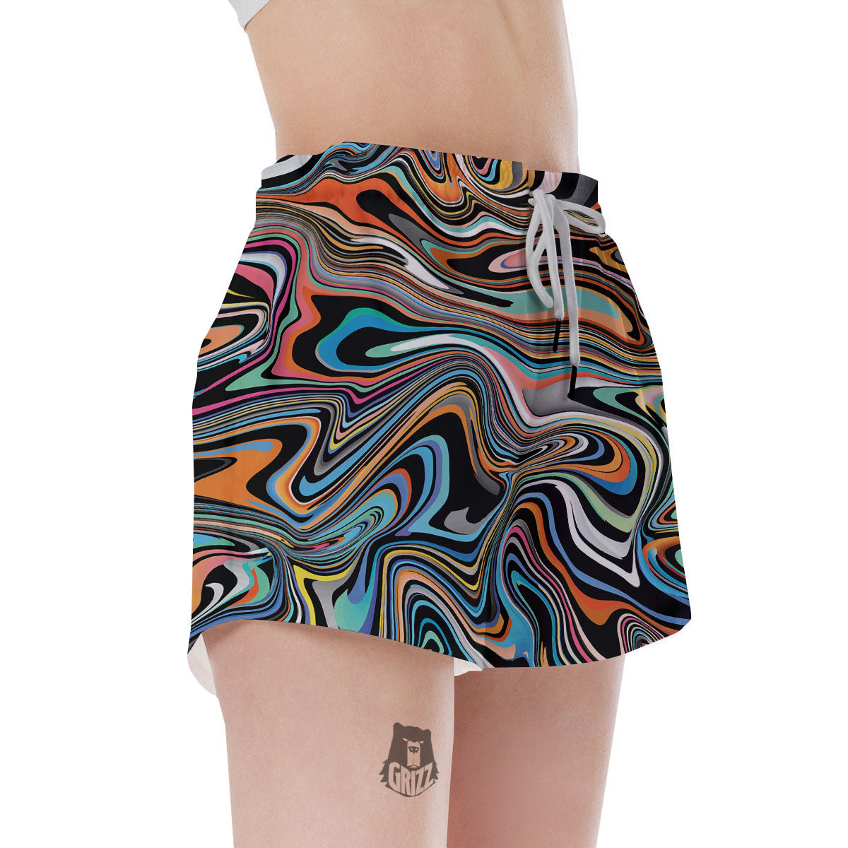 Wavy Psychedelic Print Pattern Women's Shorts-grizzshop
