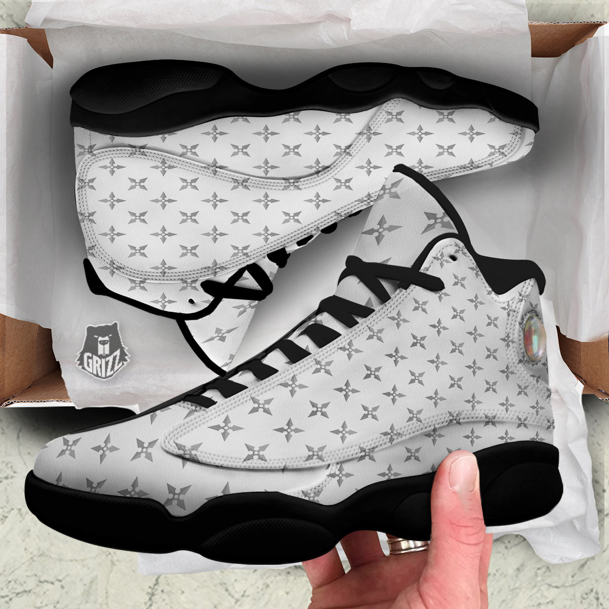 Weapon Ninja Print Pattern Black Basketball Shoes-grizzshop