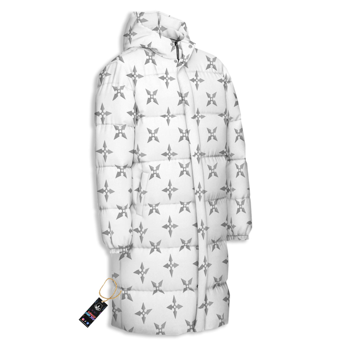 Weapon Ninja Print Pattern Long Down Jacket-grizzshop