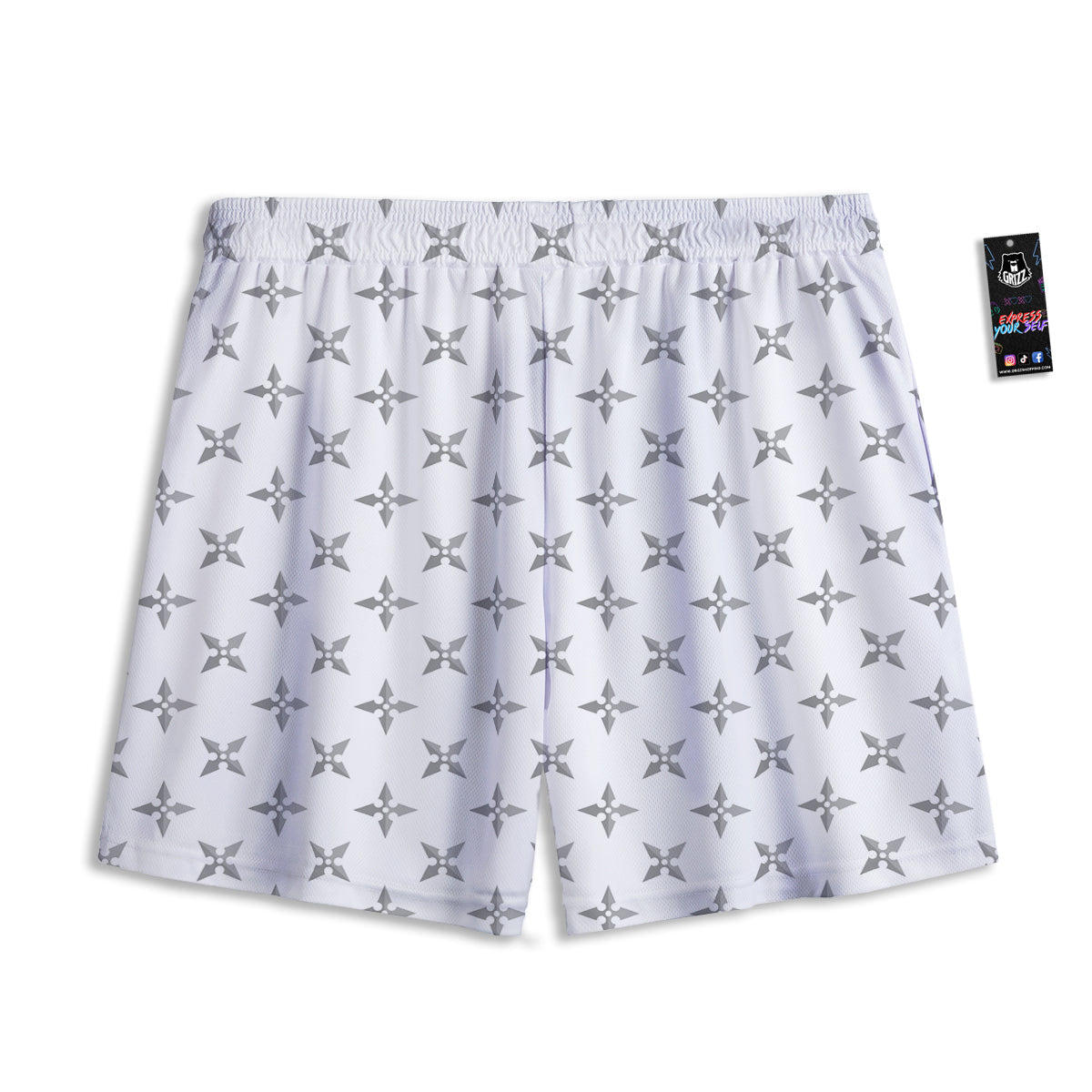 Weapon Ninja Print Pattern Mesh Shorts-grizzshop