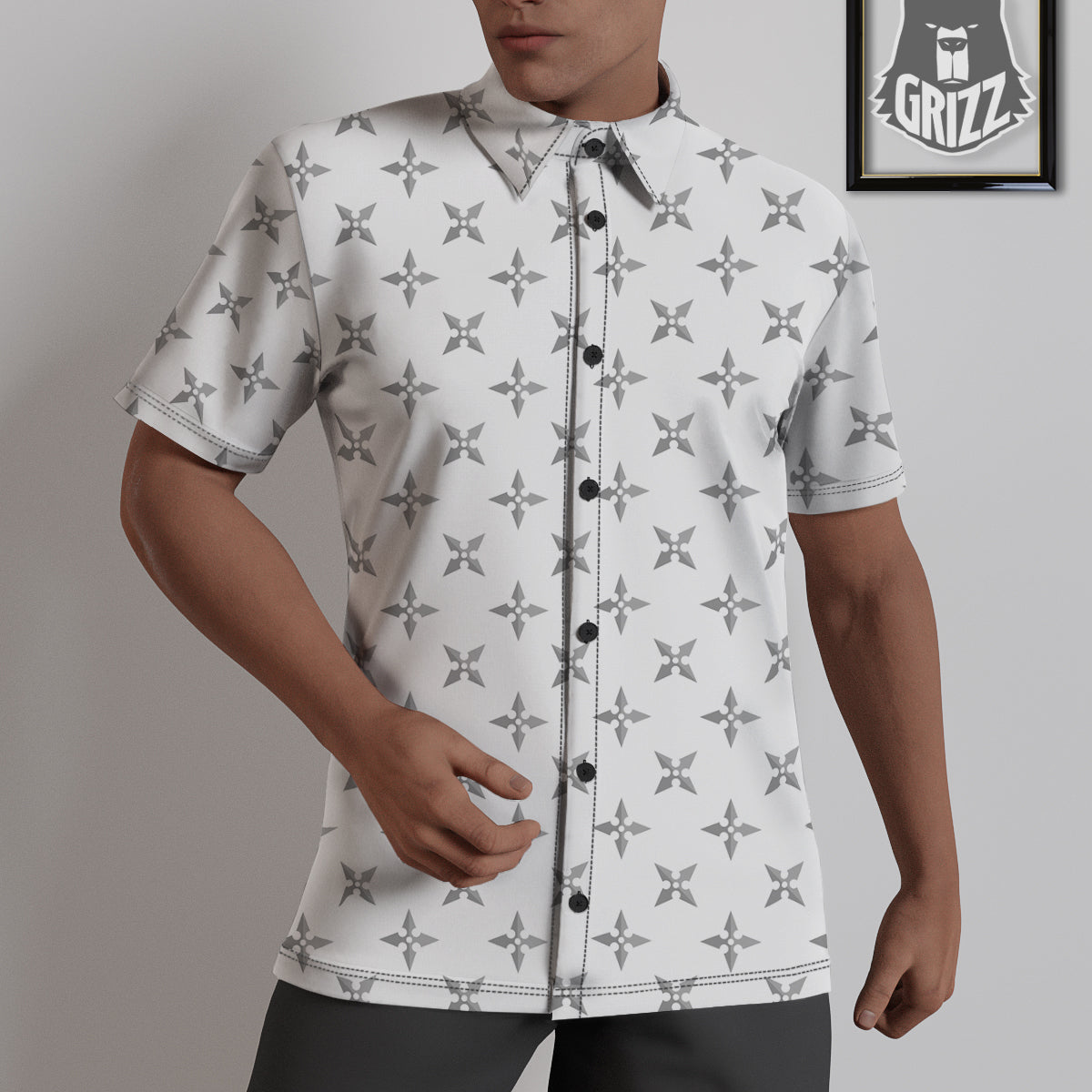 Weapon Ninja Print Pattern Untucked Shirts-grizzshop