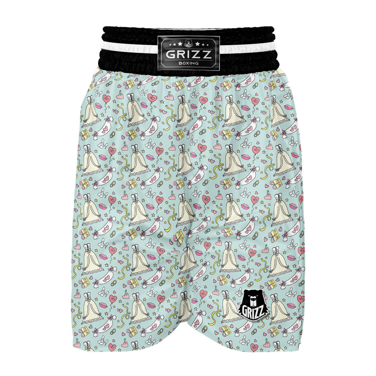 Wedding Pastel Pattern Print Boxing Shorts-grizzshop