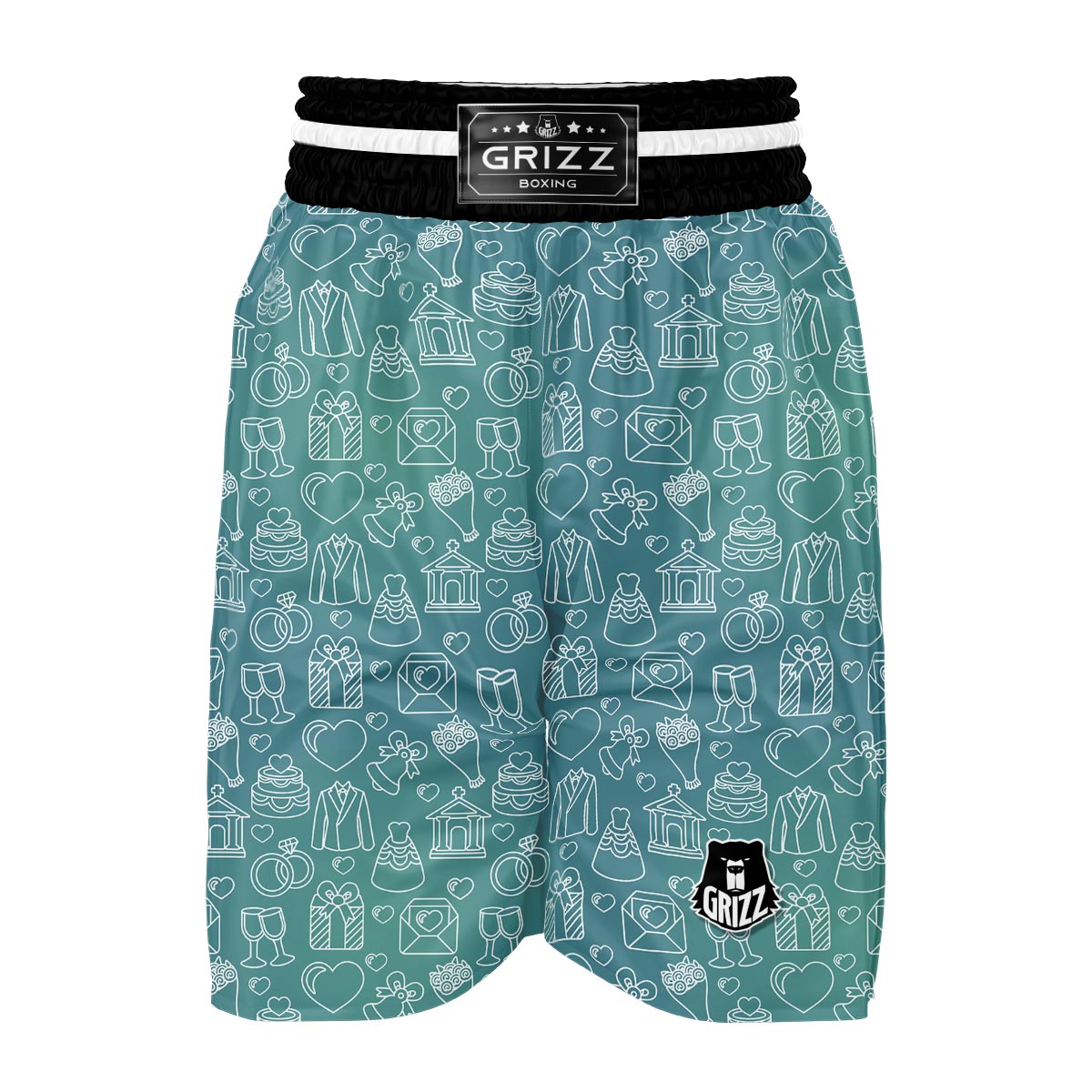 Wedding Pattern Print Boxing Shorts-grizzshop
