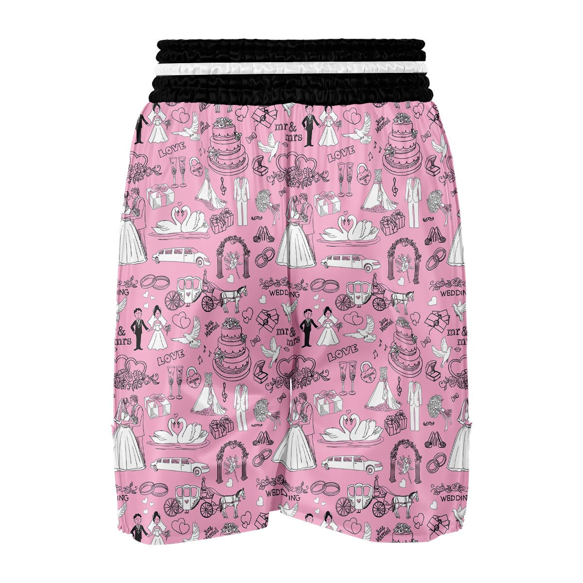Wedding Pink Pattern Print Boxing Shorts-grizzshop