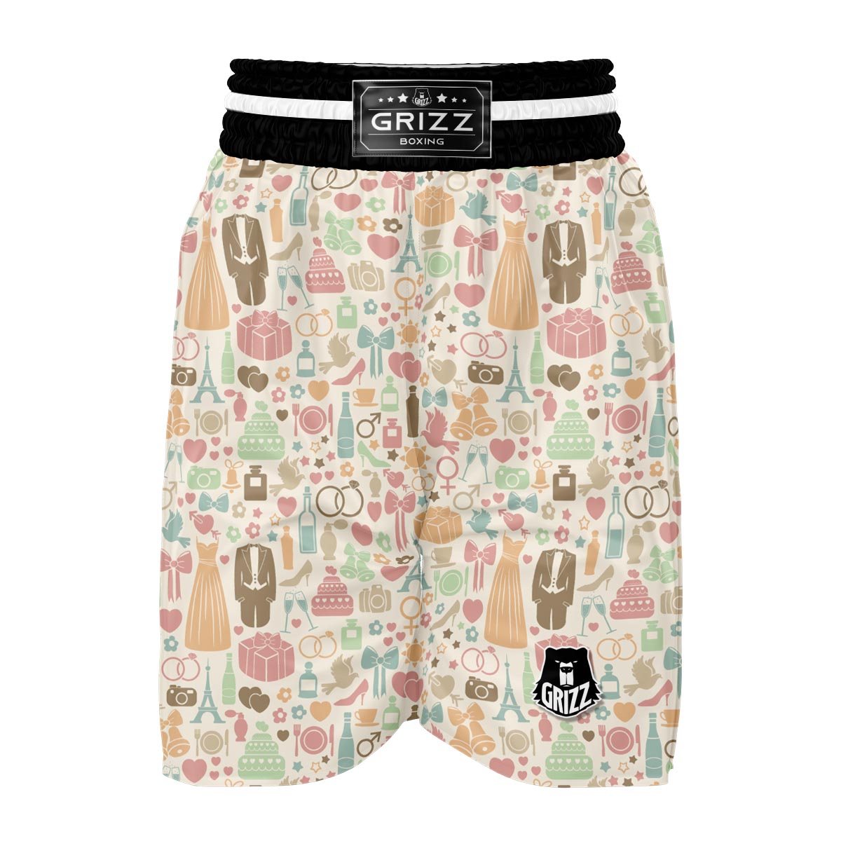 Wedding Print Pattern Boxing Shorts-grizzshop
