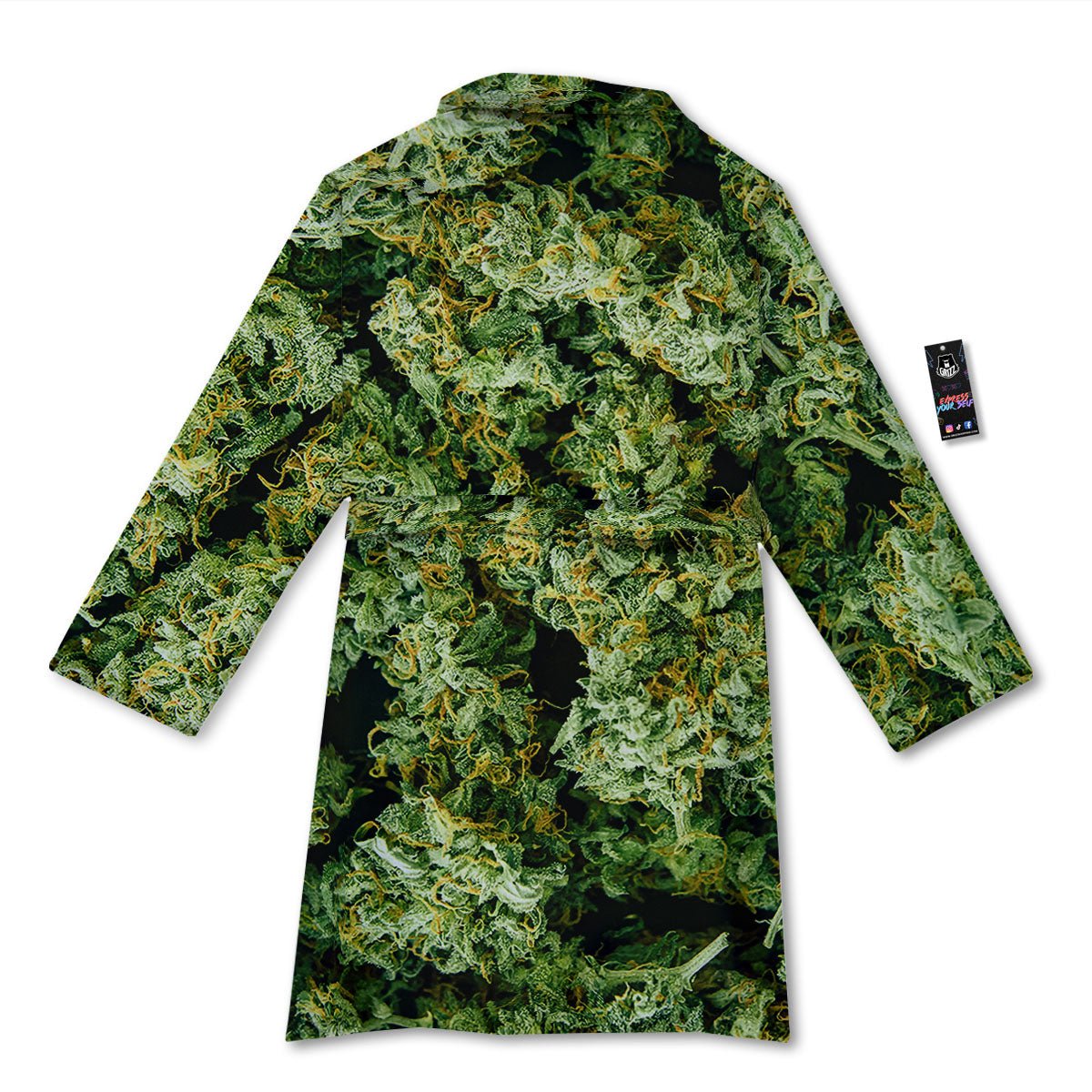 Weed Green Print Bathrobe-grizzshop