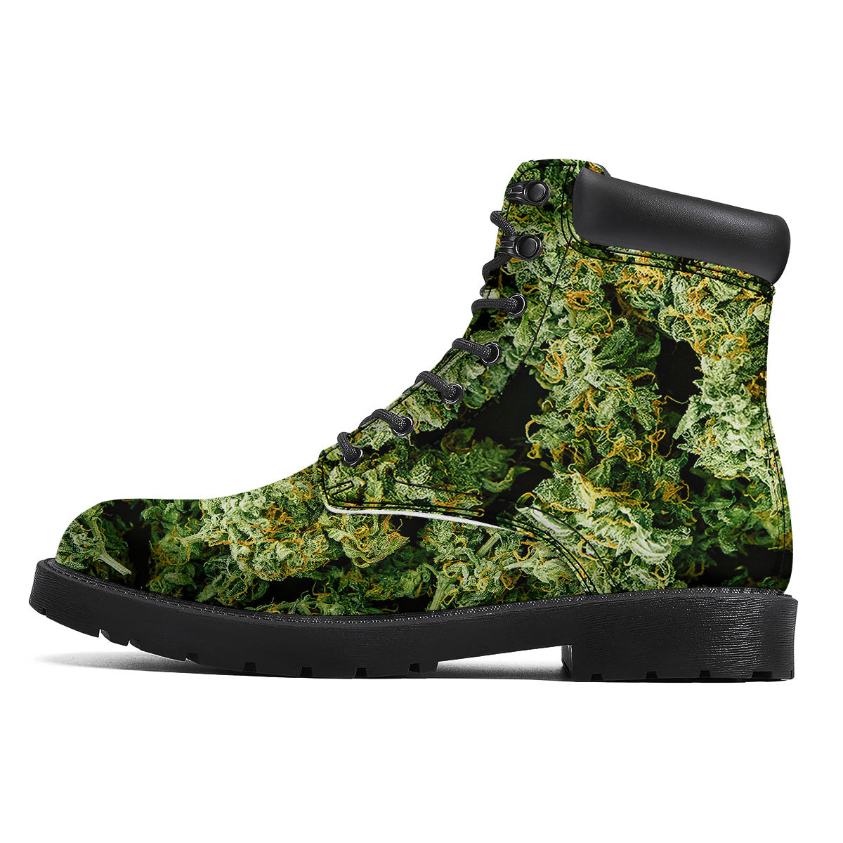 Weed Green Print Boots-grizzshop