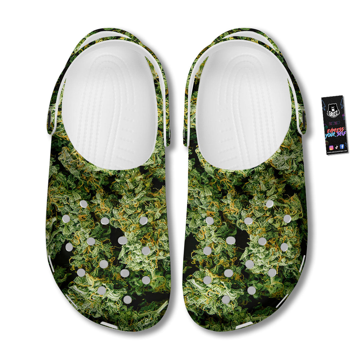 Weed Green Print Clog-grizzshop