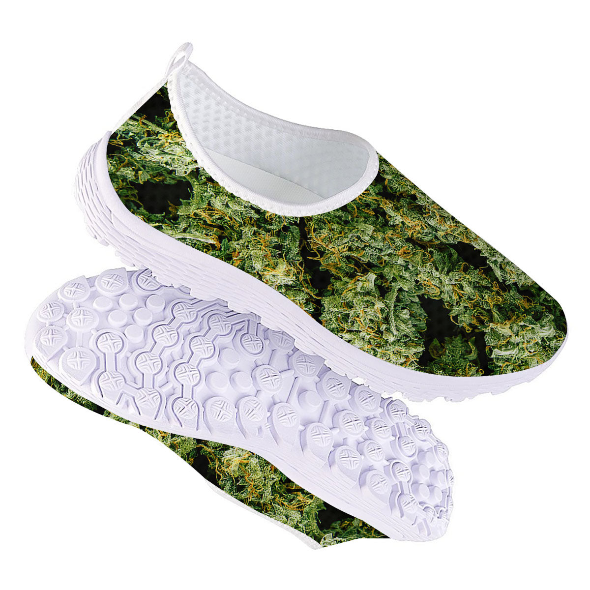 Weed Green Print Nurse Shoes-grizzshop