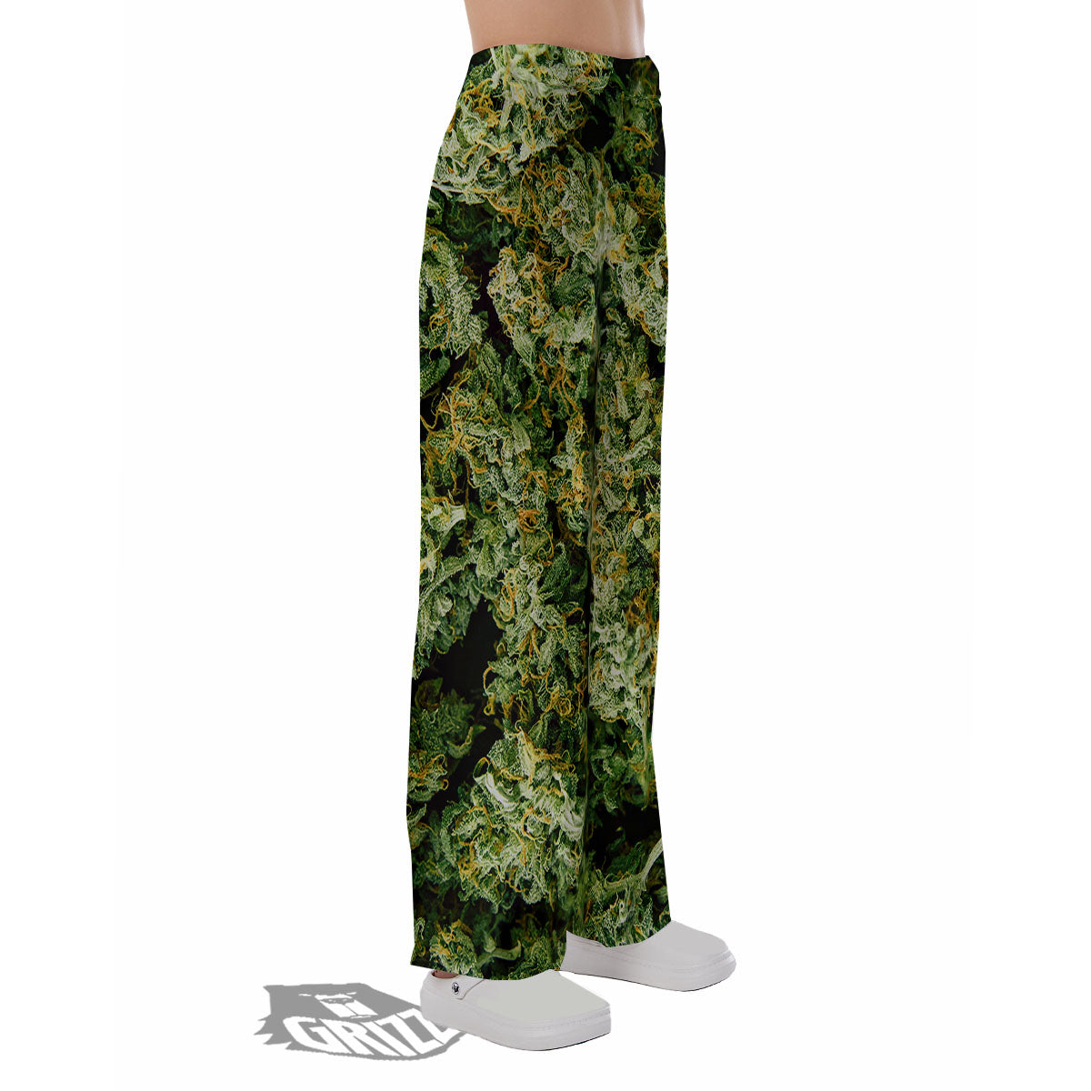 Weed Green Print Pajama Pants-grizzshop
