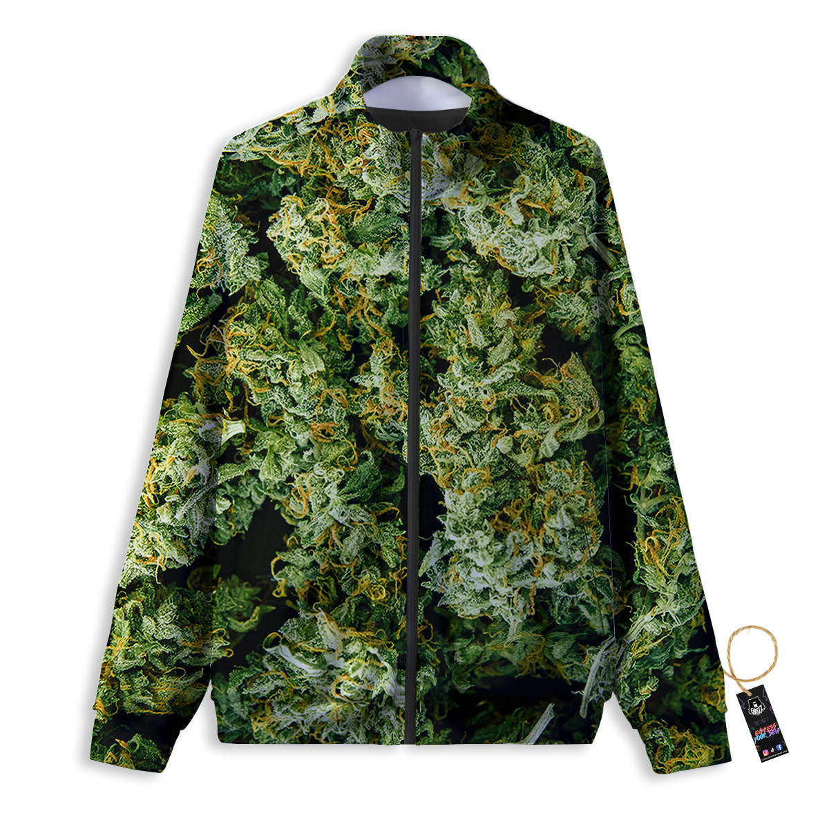 Weed Green Print Track Jacket-grizzshop