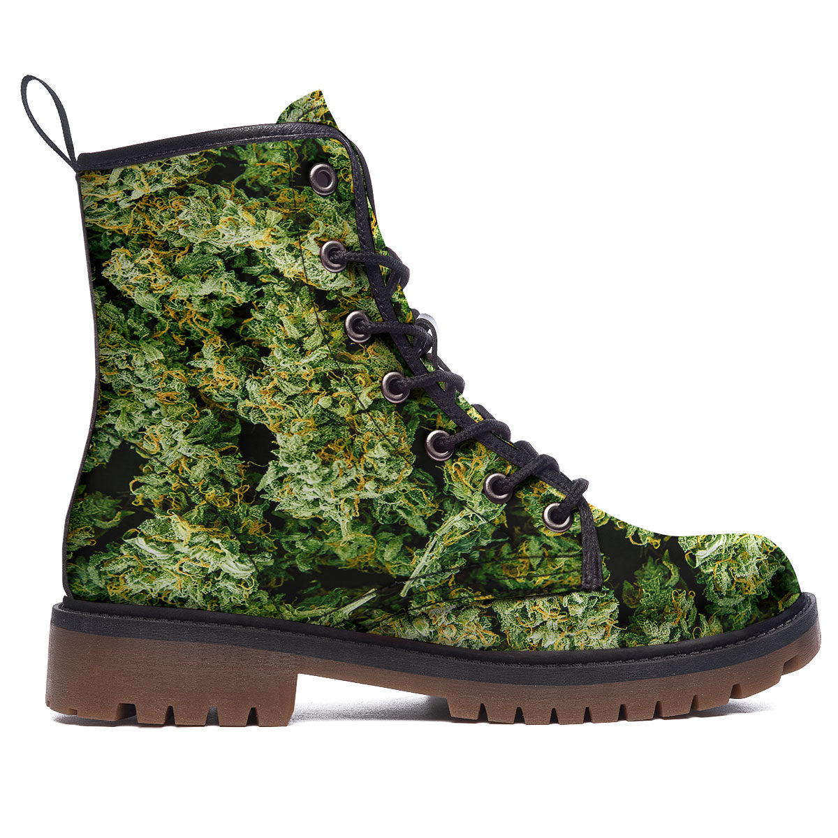 Weed Green Print Work Boots-grizzshop