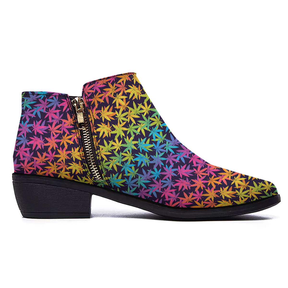 Weed Leaf Colorful Print Pattern Ankle Boots-grizzshop