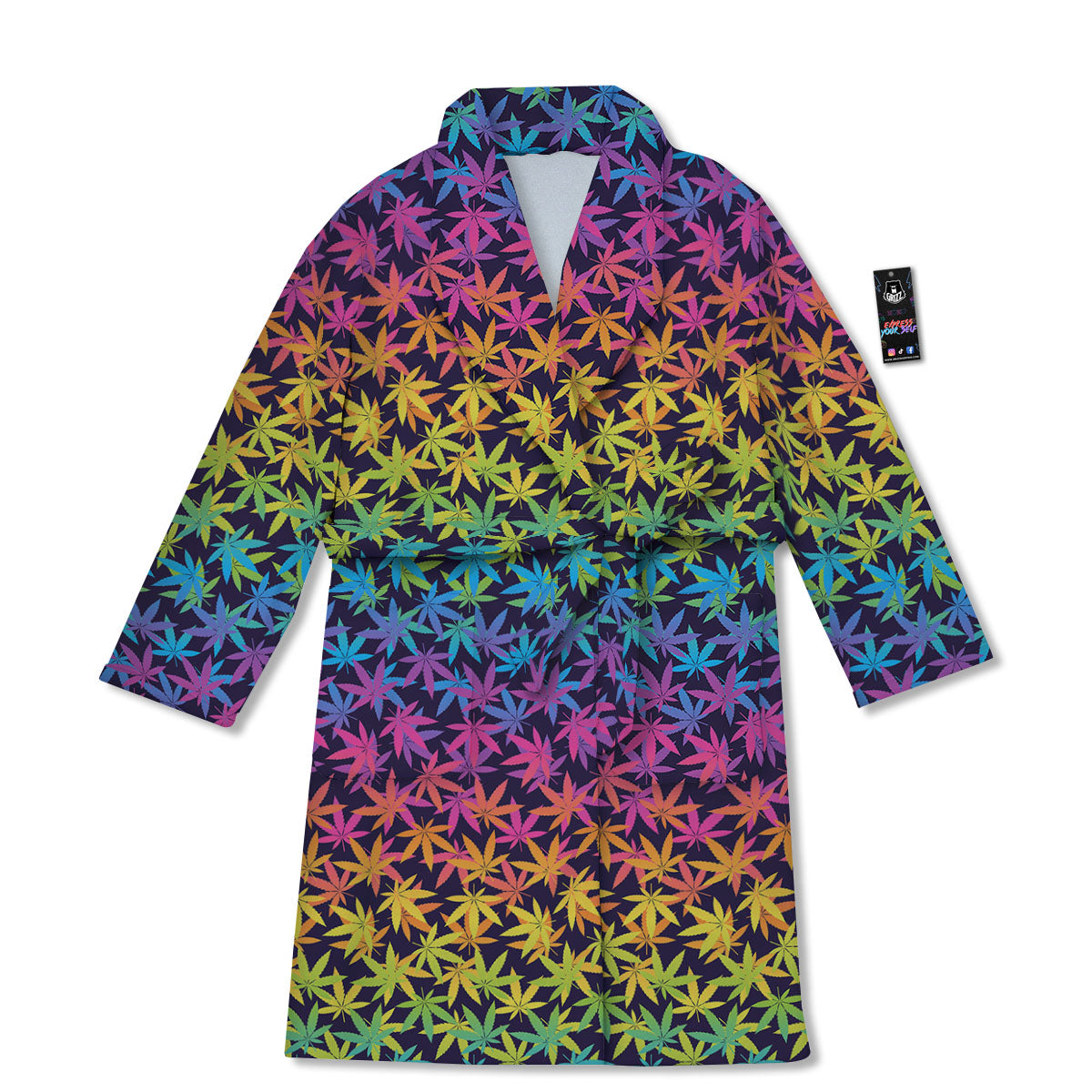 Weed Leaf Colorful Print Pattern Bathrobe-grizzshop