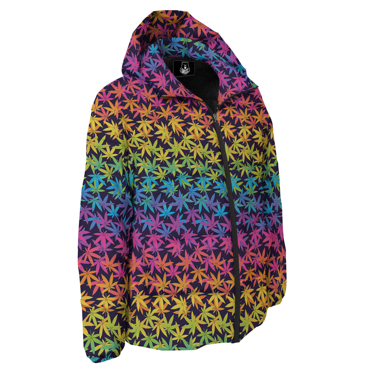 Weed Leaf Colorful Print Pattern Down Jacket-grizzshop