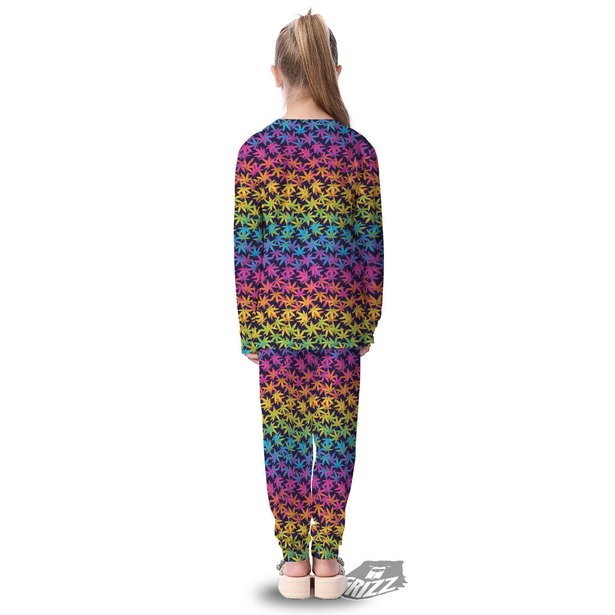 Weed Leaf Colorful Print Pattern Kid's Pajamas-grizzshop