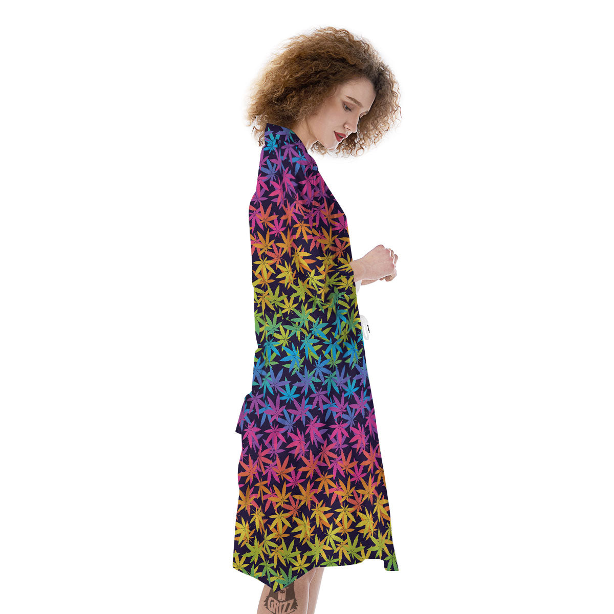 Weed Leaf Colorful Print Pattern Kimono-grizzshop