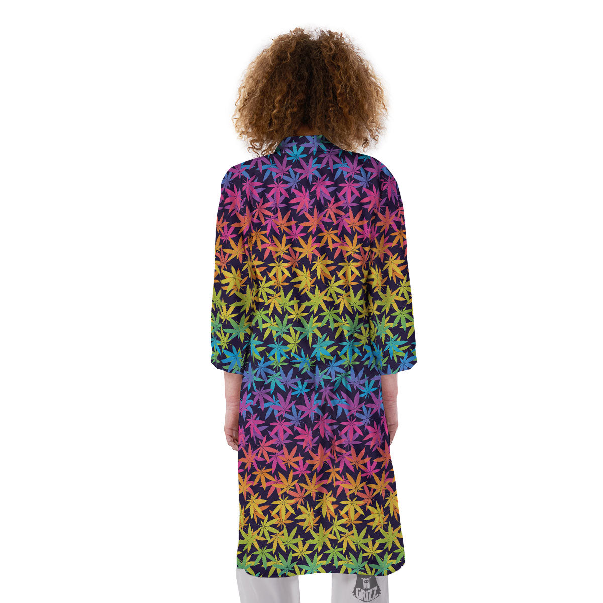 Weed Leaf Colorful Print Pattern Kimono-grizzshop