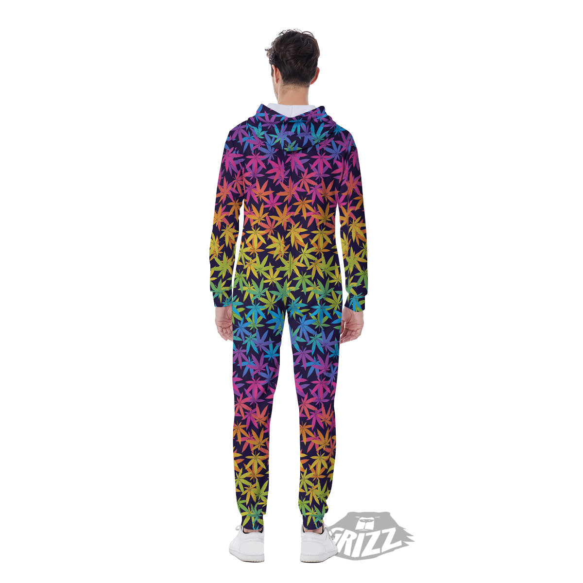Weed Leaf Colorful Print Pattern Men's Jumpsuit-grizzshop