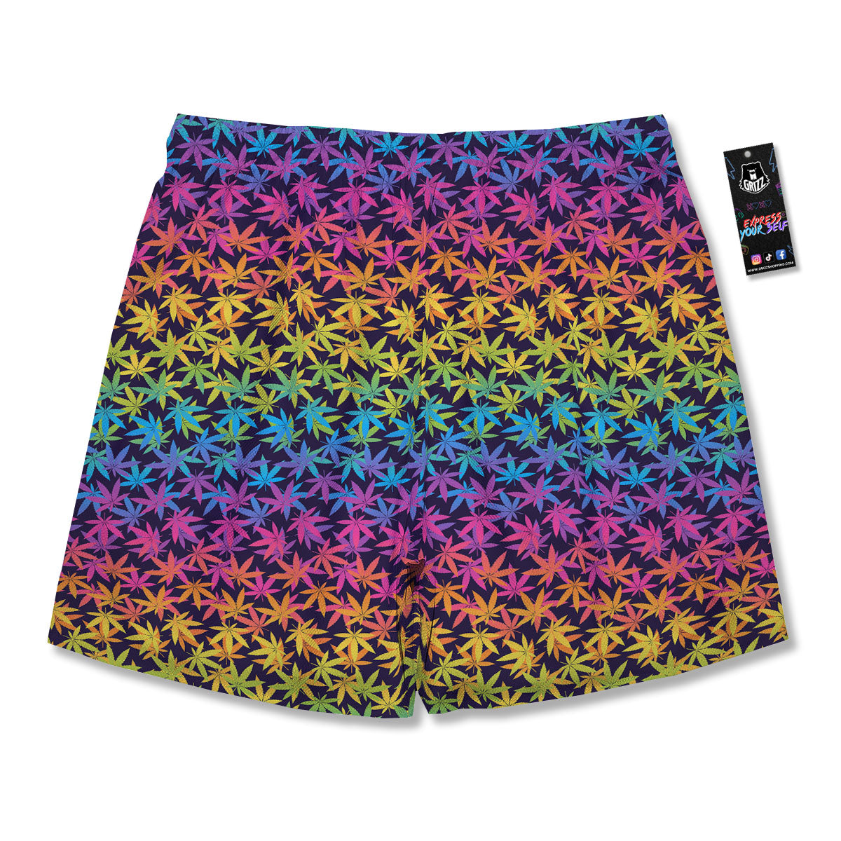 Weed Leaf Colorful Print Pattern Men's Running Shorts-grizzshop