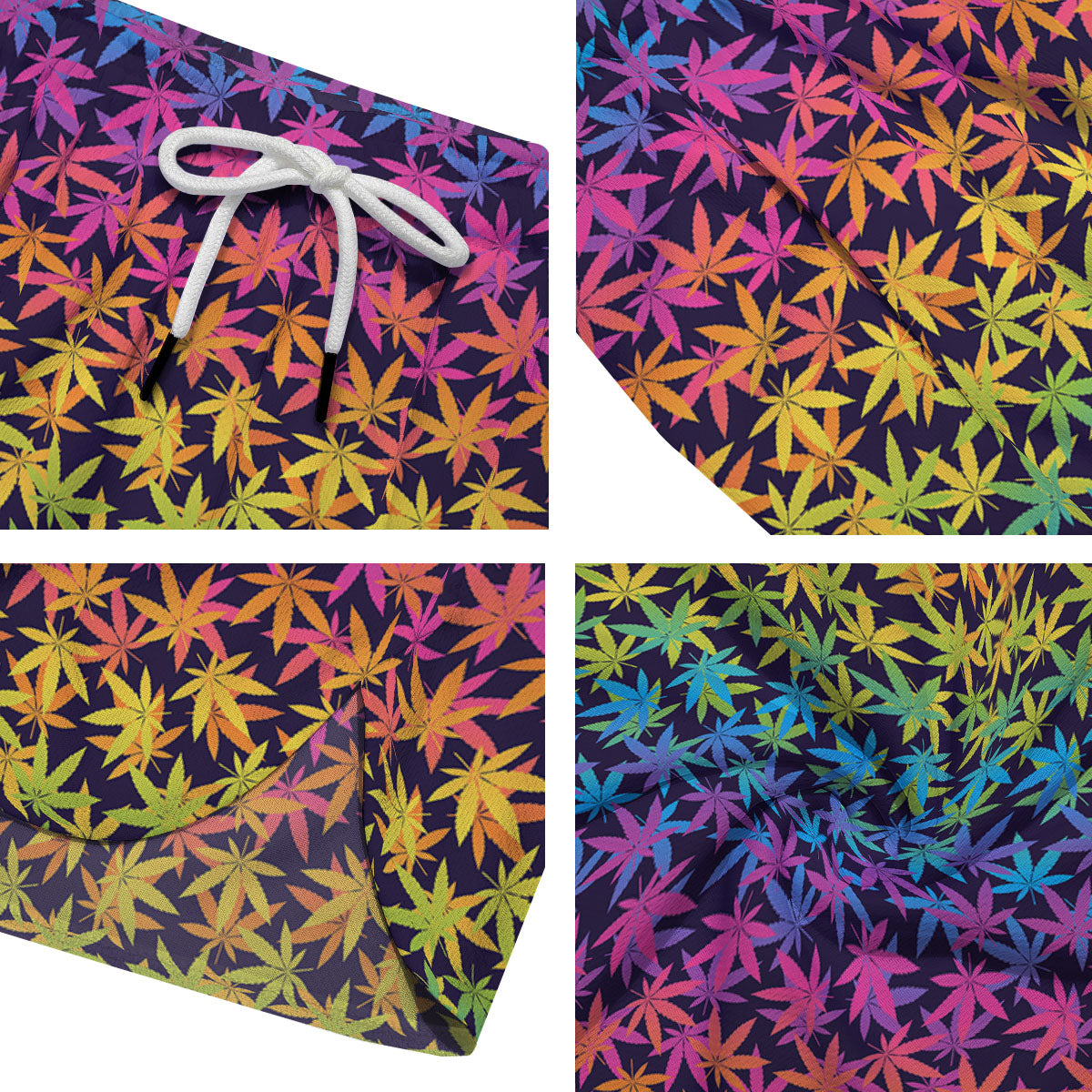 Weed Leaf Colorful Print Pattern Men's Running Shorts-grizzshop