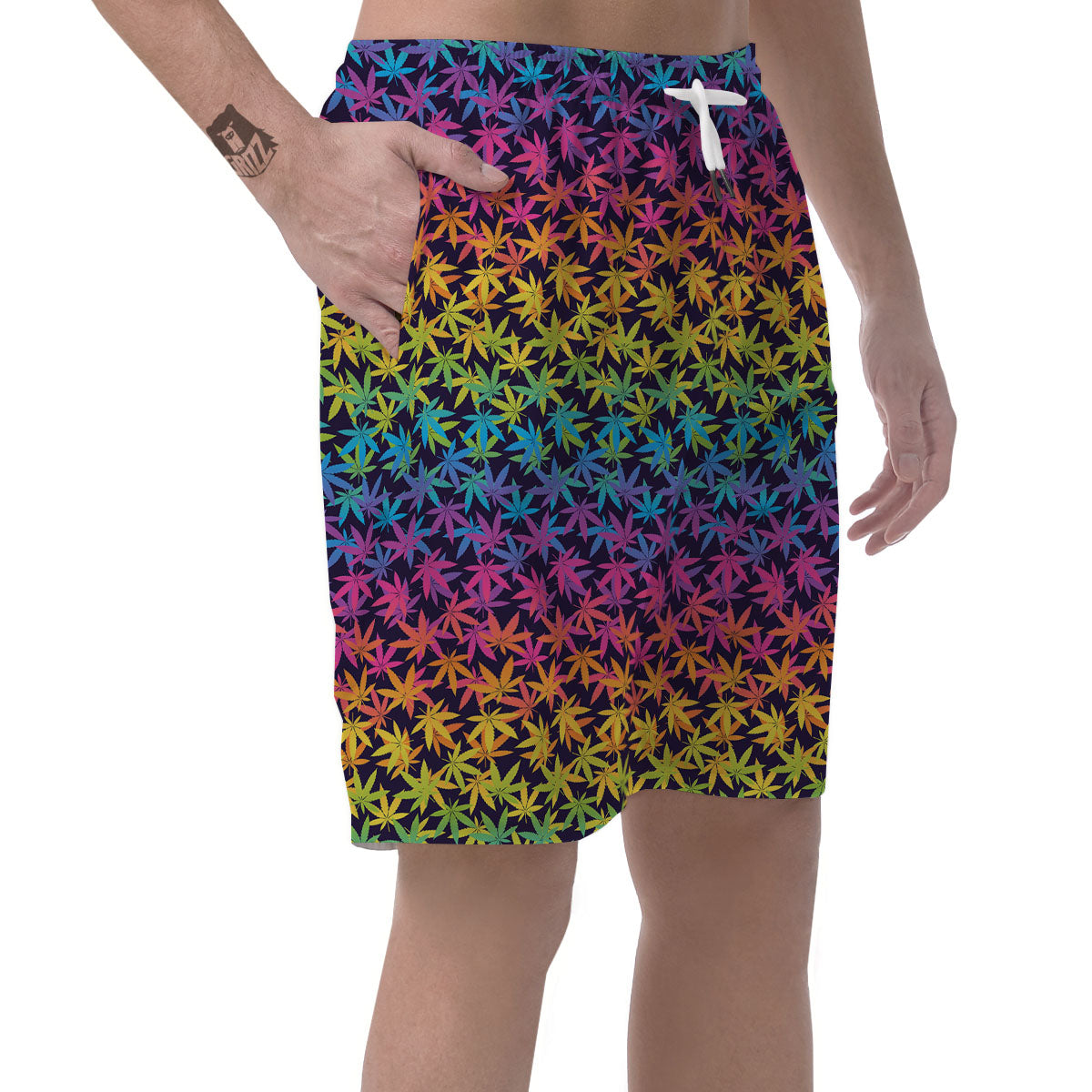 Weed Leaf Colorful Print Pattern Men's Shorts-grizzshop