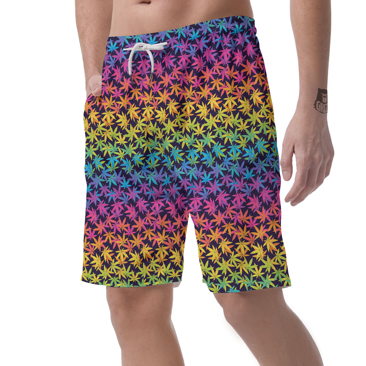 Weed Leaf Colorful Print Pattern Men's Shorts-grizzshop