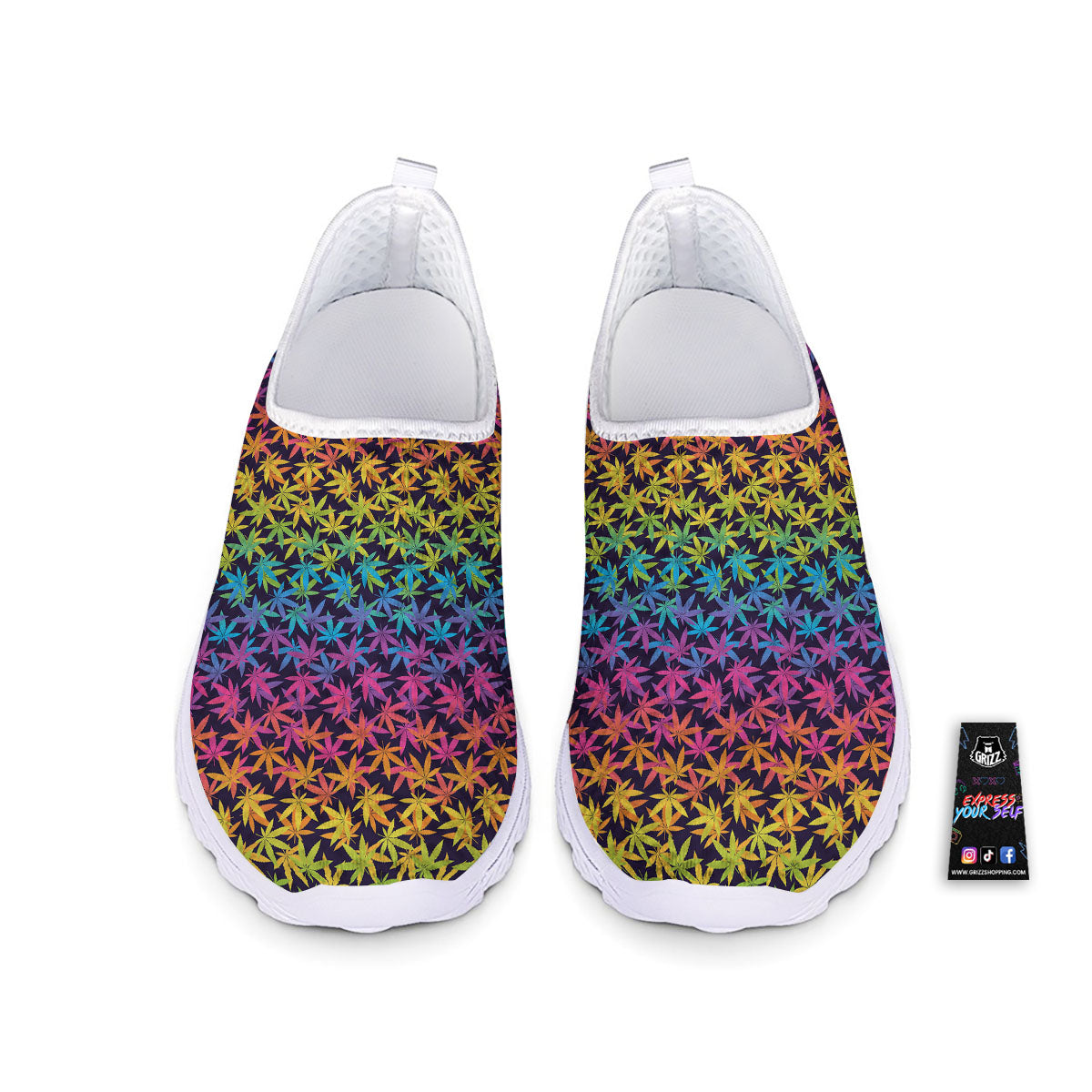 Weed Leaf Colorful Print Pattern Nurse Shoes-grizzshop