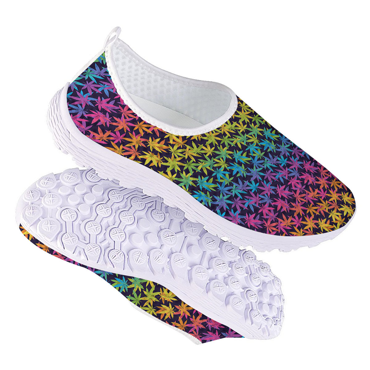 Weed Leaf Colorful Print Pattern Nurse Shoes-grizzshop