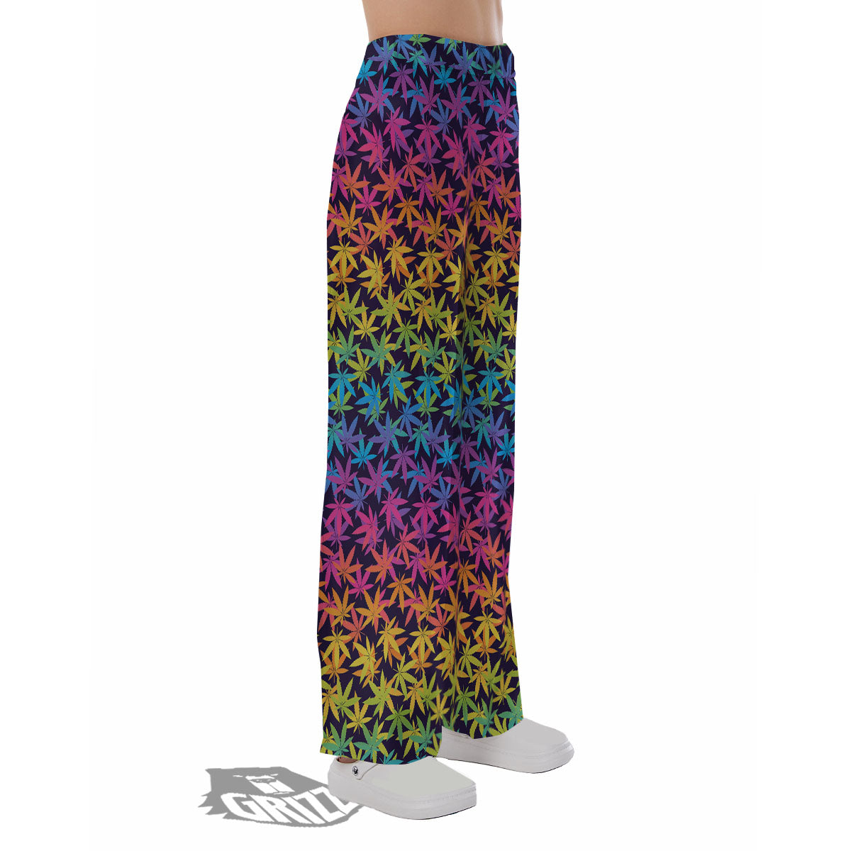 Weed Leaf Colorful Print Pattern Pajama Pants-grizzshop
