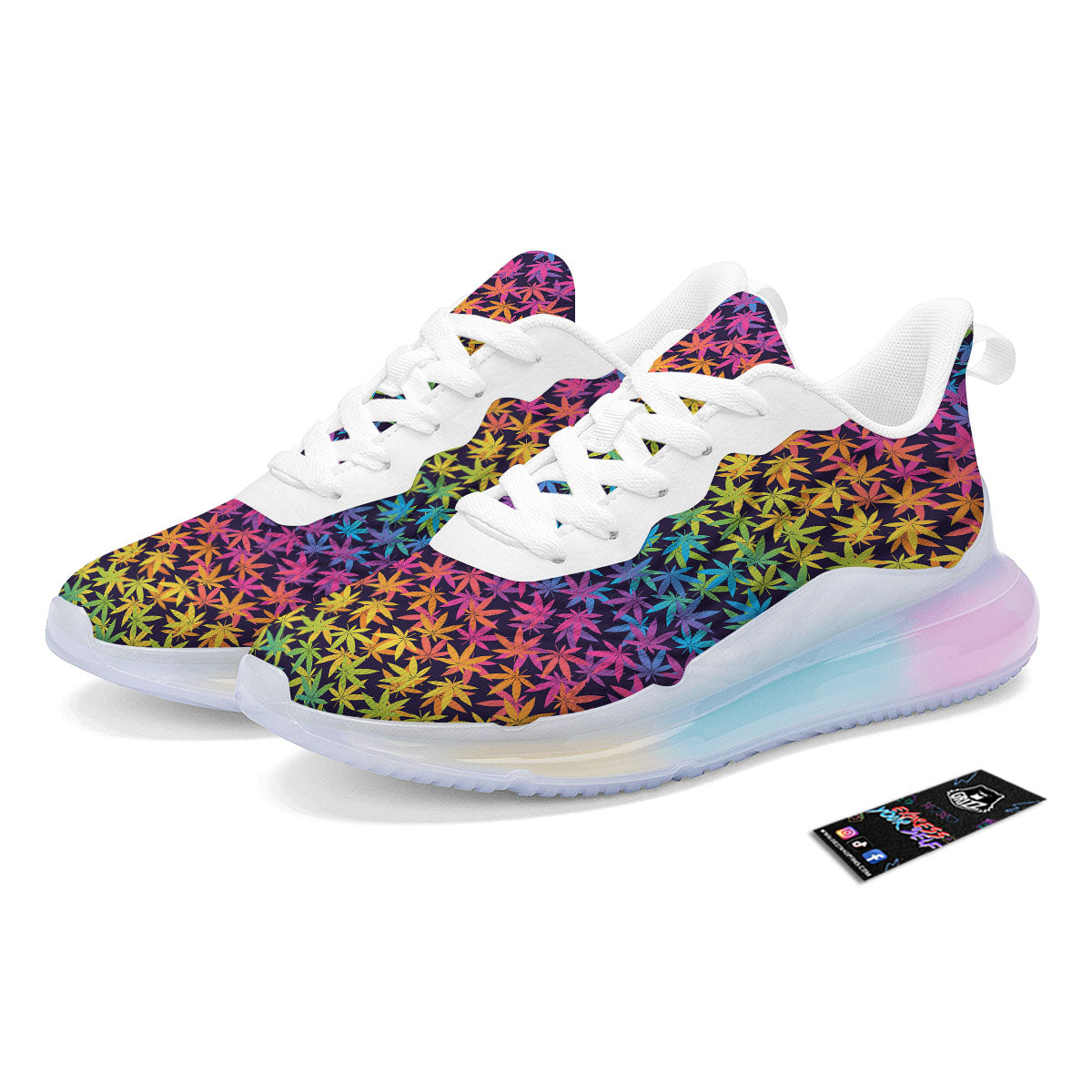 Weed Leaf Colorful Print Pattern Running Sneakers-grizzshop