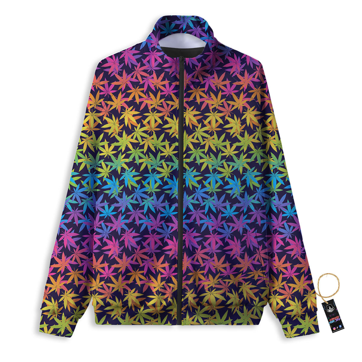 Weed Leaf Colorful Print Pattern Track Jacket-grizzshop