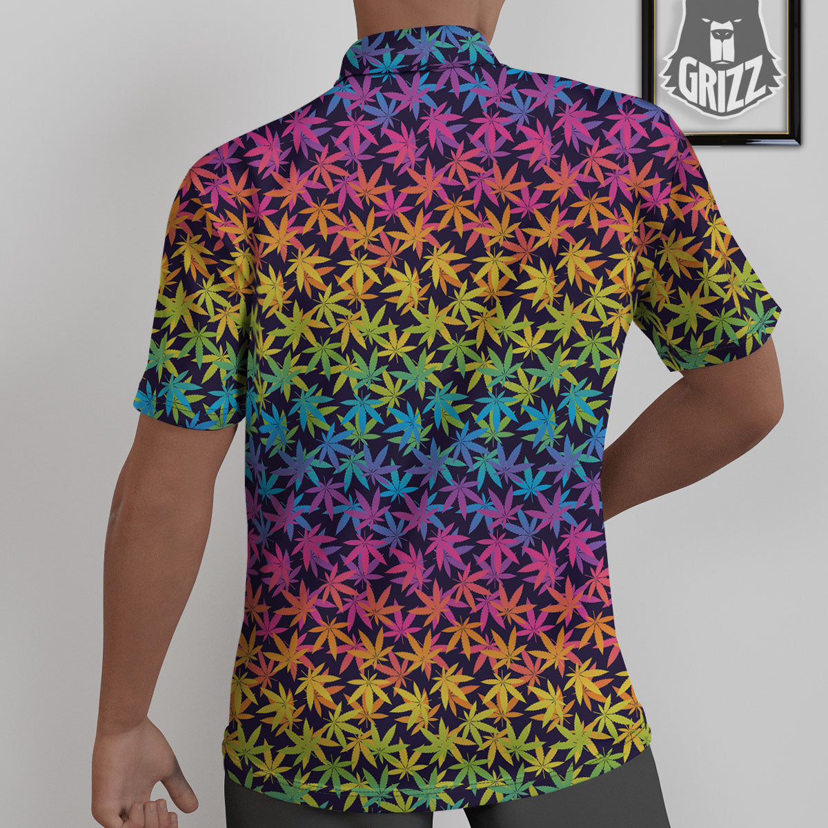 Weed Leaf Colorful Print Pattern Untucked Shirts-grizzshop