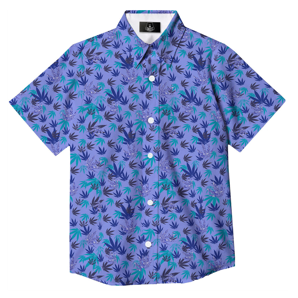 Weed Leaf Purple Print Pattern Button Up Shirt-grizzshop