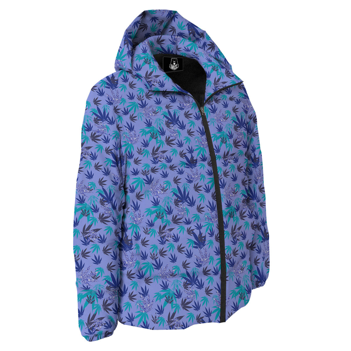 Weed Leaf Purple Print Pattern Down Jacket-grizzshop
