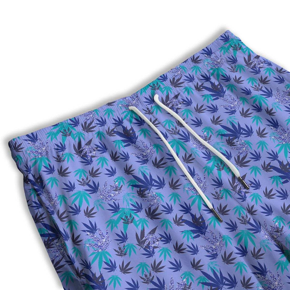 Weed Leaf Purple Print Pattern Men's Athletic Shorts