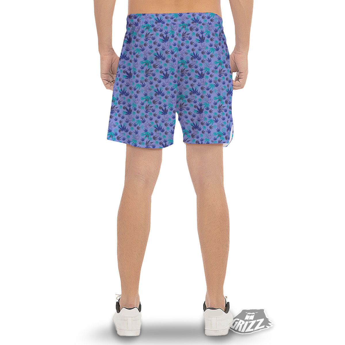 Weed Leaf Purple Print Pattern Men's Gym Shorts-grizzshop