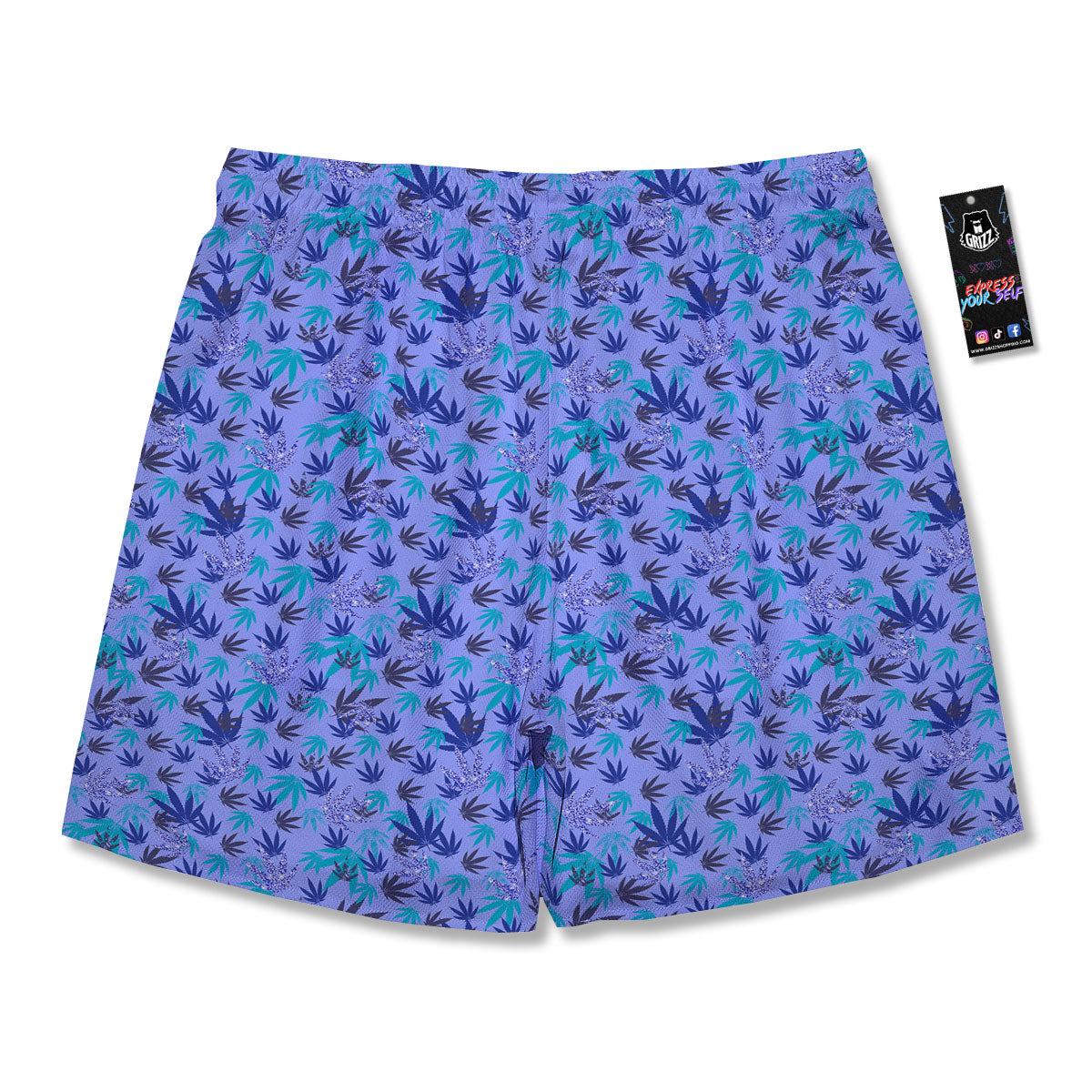 Weed Leaf Purple Print Pattern Men's Running Shorts-grizzshop