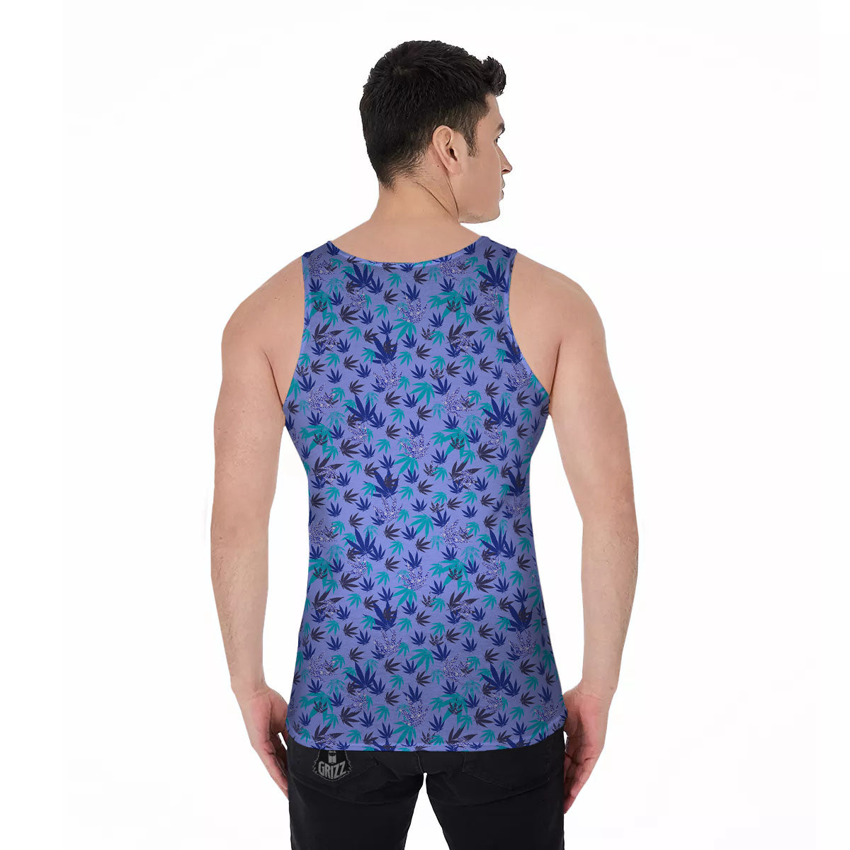 Weed Leaf Purple Print Pattern Men's Tank Top-grizzshop