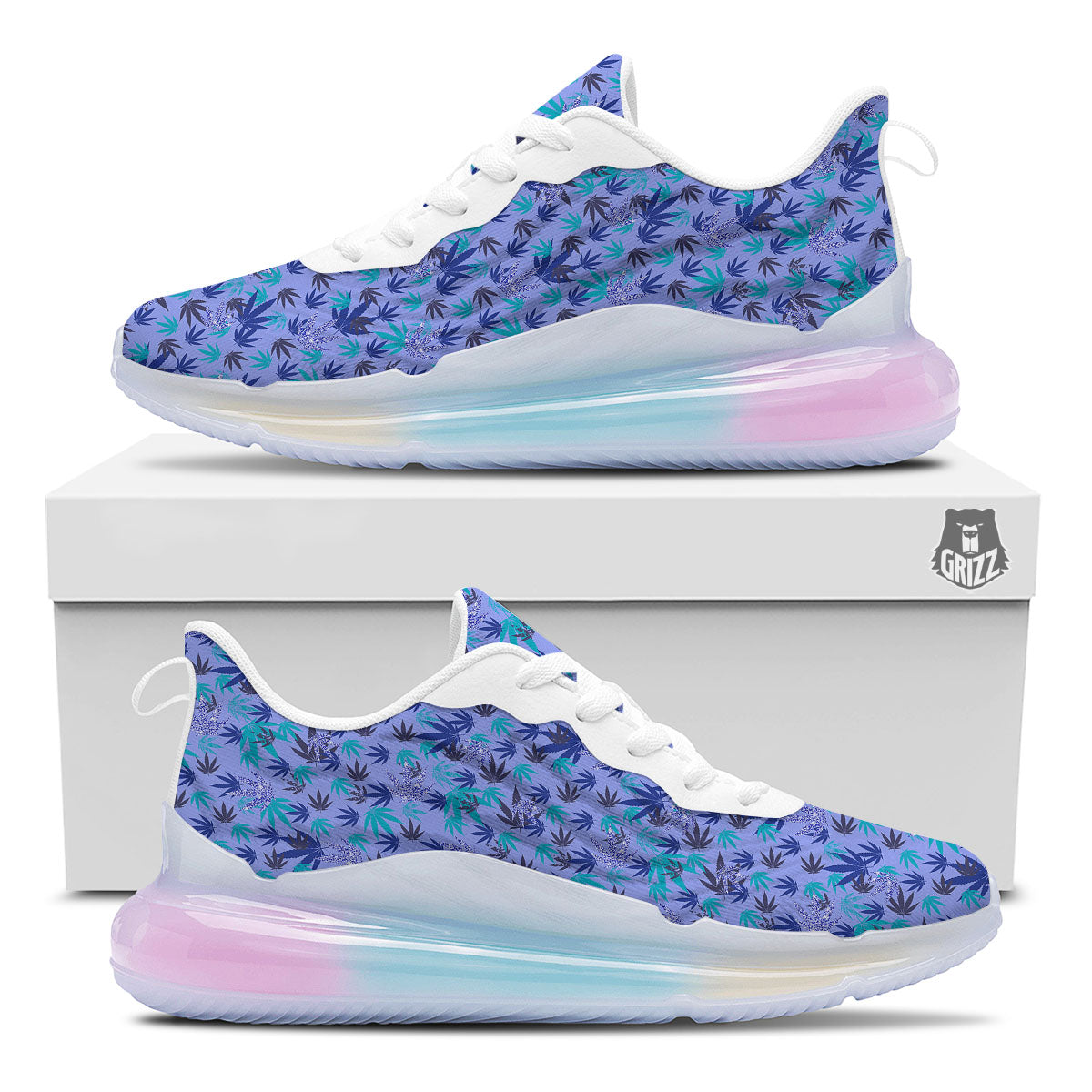 Weed Leaf Purple Print Pattern Running Sneakers-grizzshop