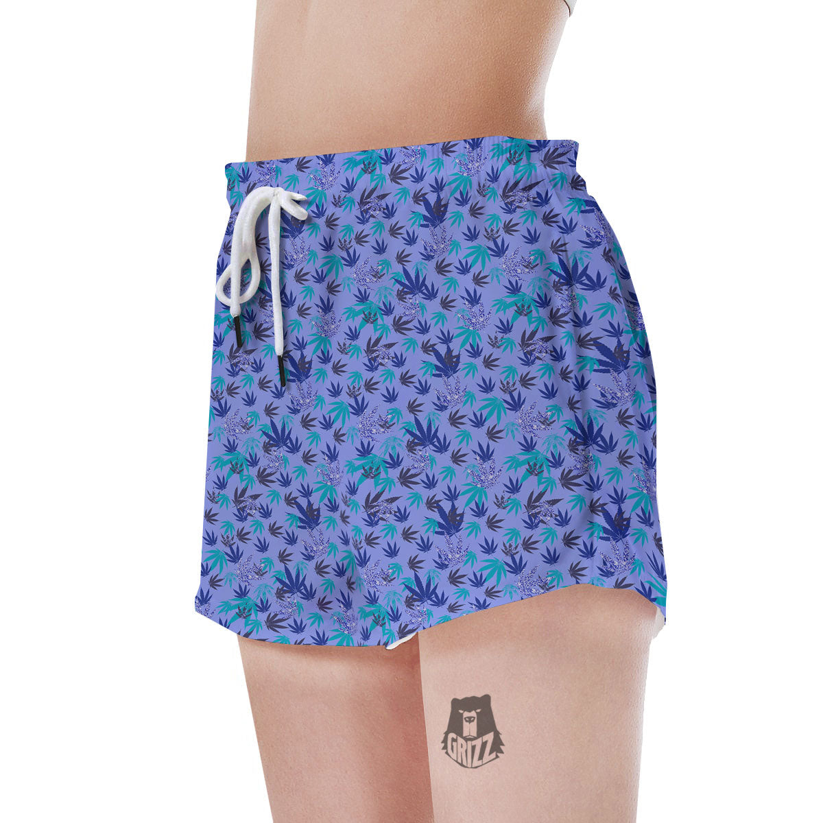 Weed Leaf Purple Print Pattern Women's Shorts-grizzshop