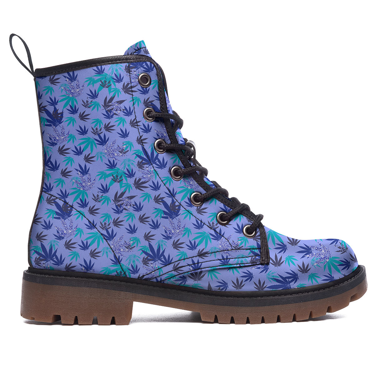 Weed Leaf Purple Print Pattern Work Boots-grizzshop