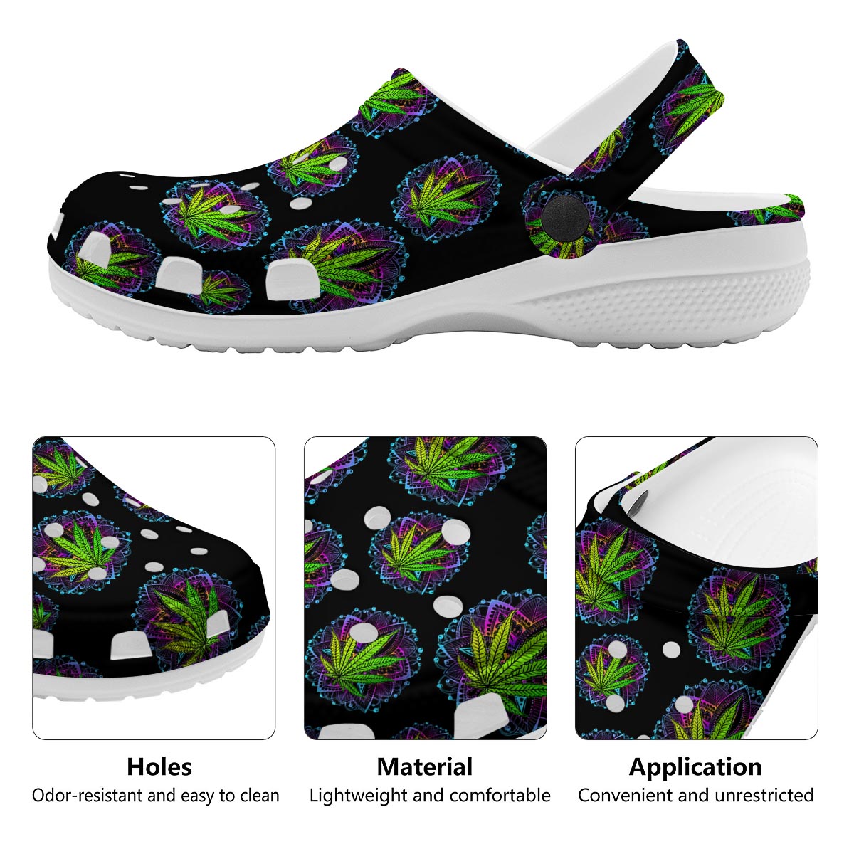 Weed Leaf Trippy Print Pattern Clog-grizzshop