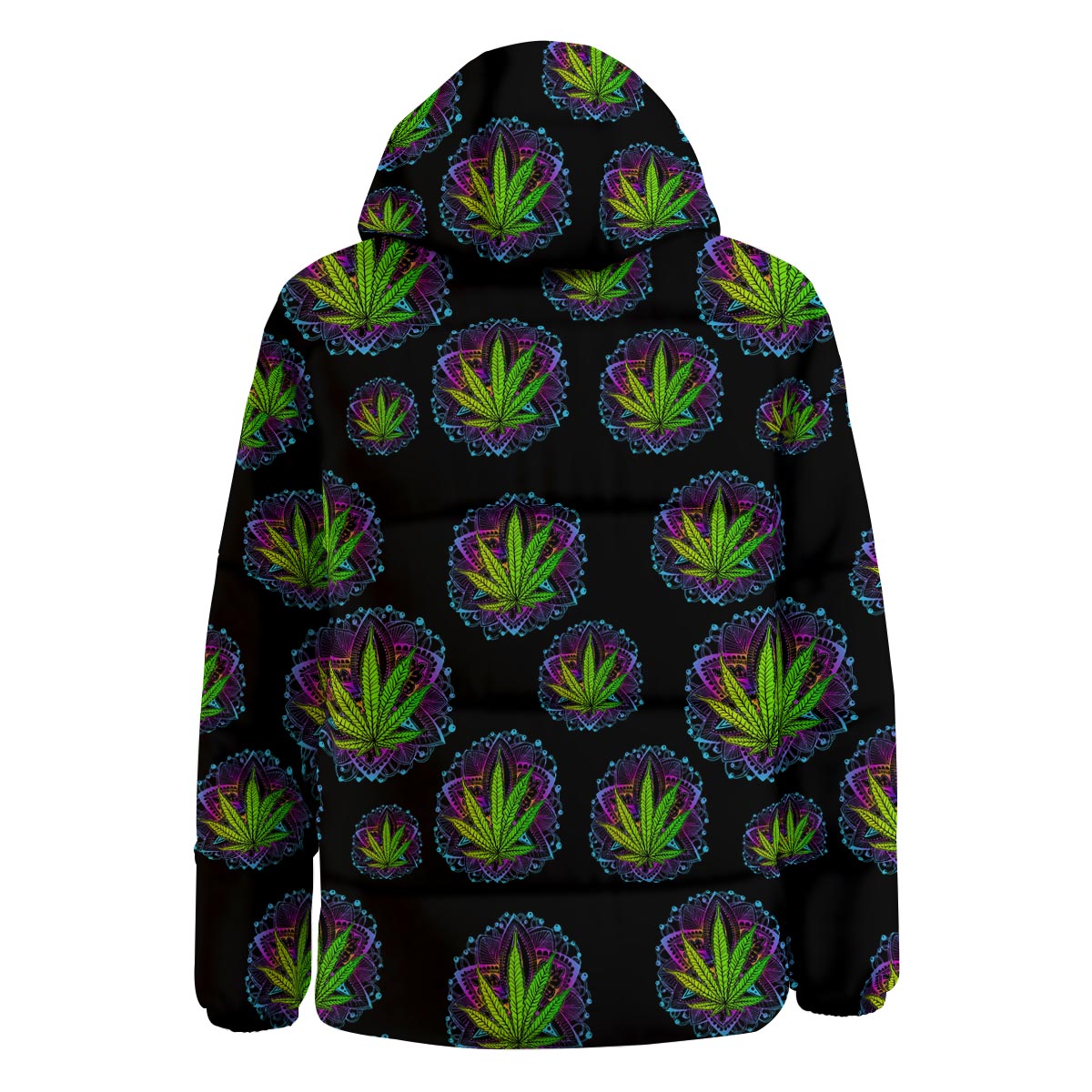 Weed Leaf Trippy Print Pattern Down Jacket-grizzshop