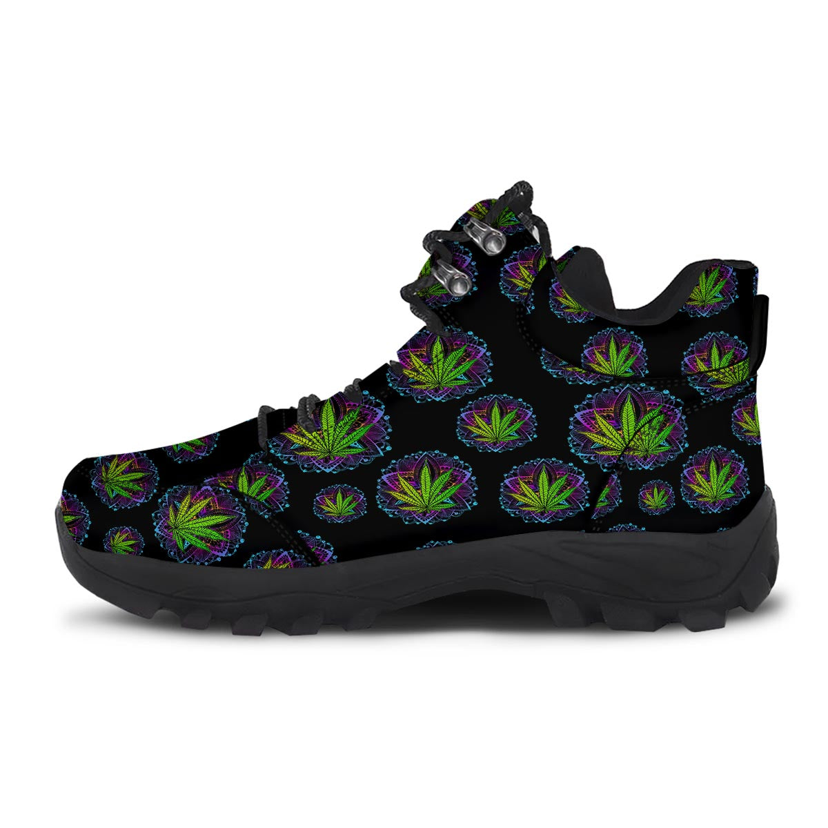 Weed Leaf Trippy Print Pattern Hiking Shoes-grizzshop