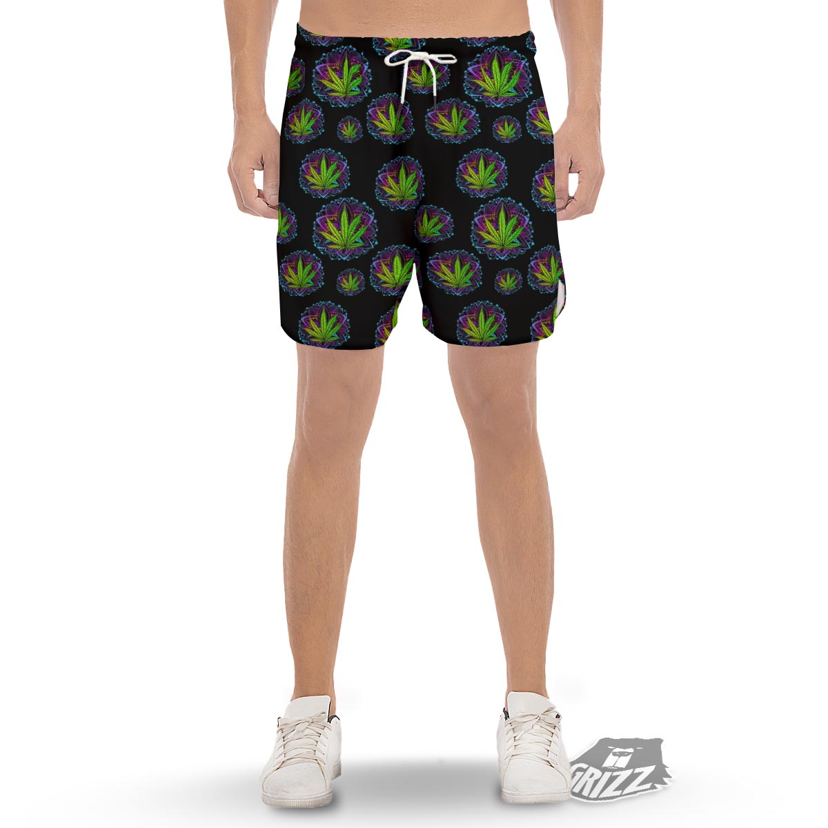 Weed Leaf Trippy Print Pattern Men's Gym Shorts-grizzshop
