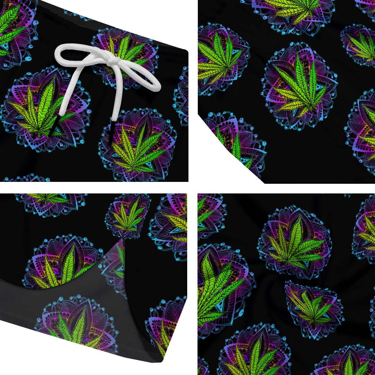 Weed Leaf Trippy Print Pattern Men's Running Shorts-grizzshop