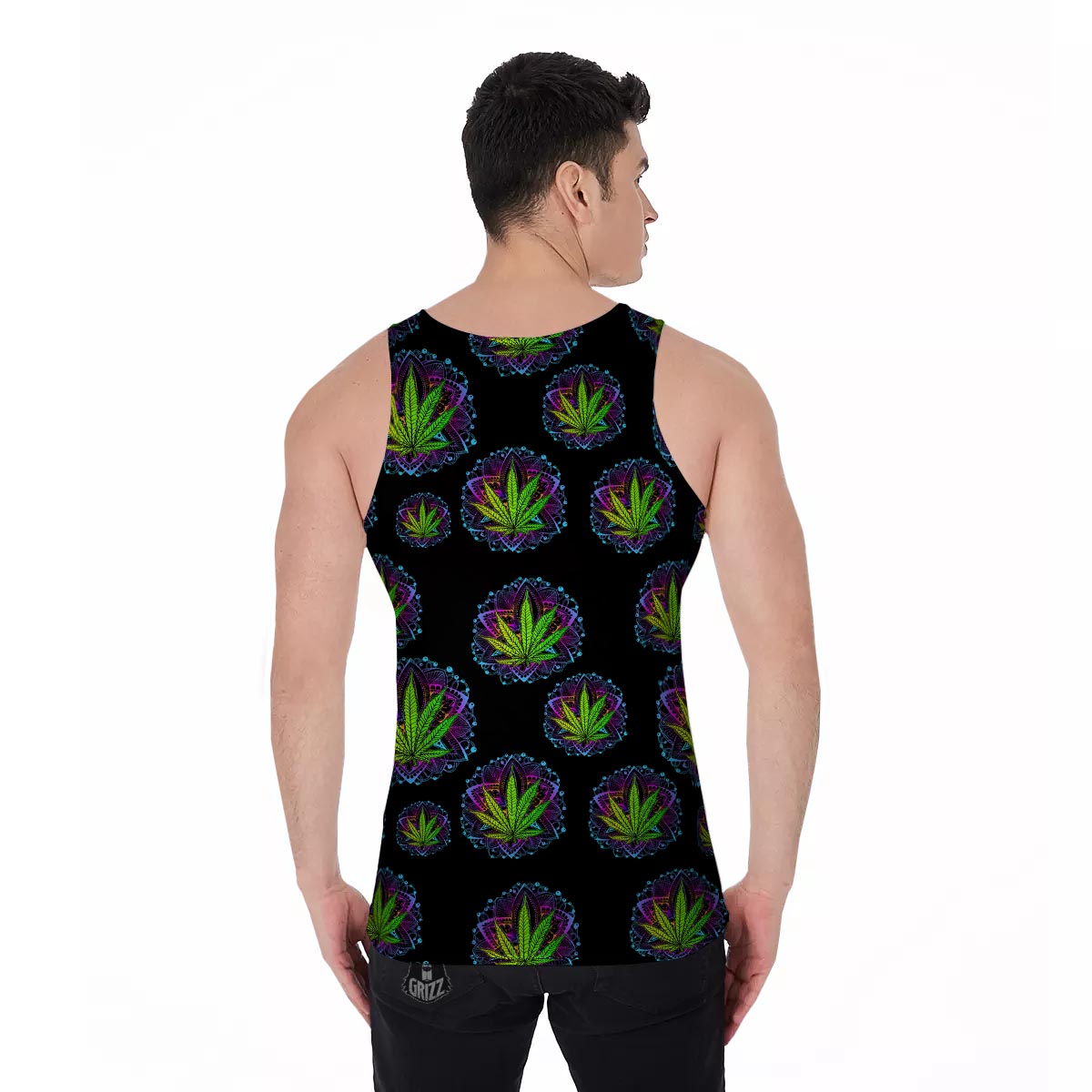 Weed Leaf Trippy Print Pattern Men's Tank Top-grizzshop